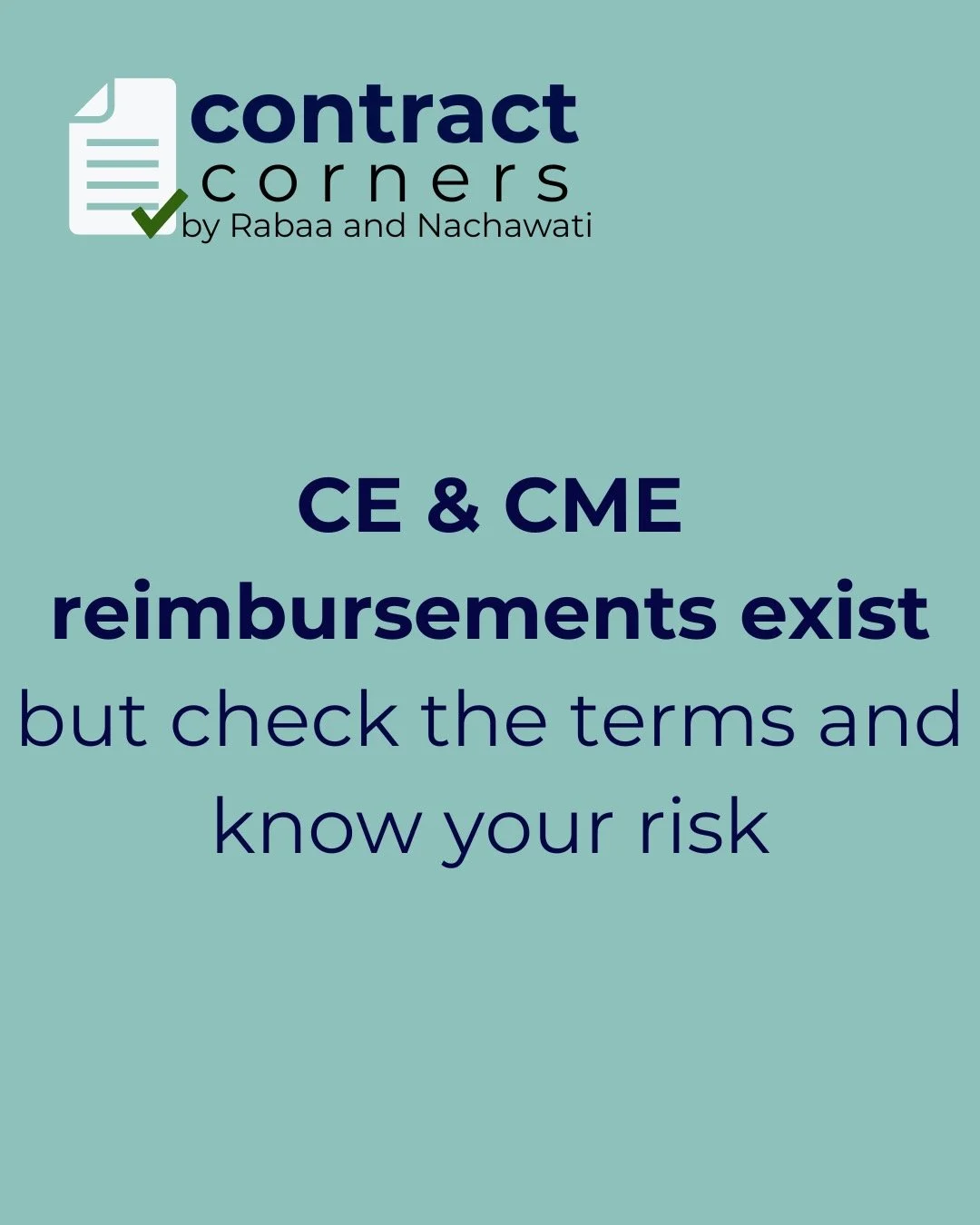 📚 CE and CME reimbursements may be offered, but the details matter. Contracts often include limits, conditions, or repayment requirements tied to early termination. Knowing the terms helps you understand the true value&hellip;and the risk.

We&rsquo