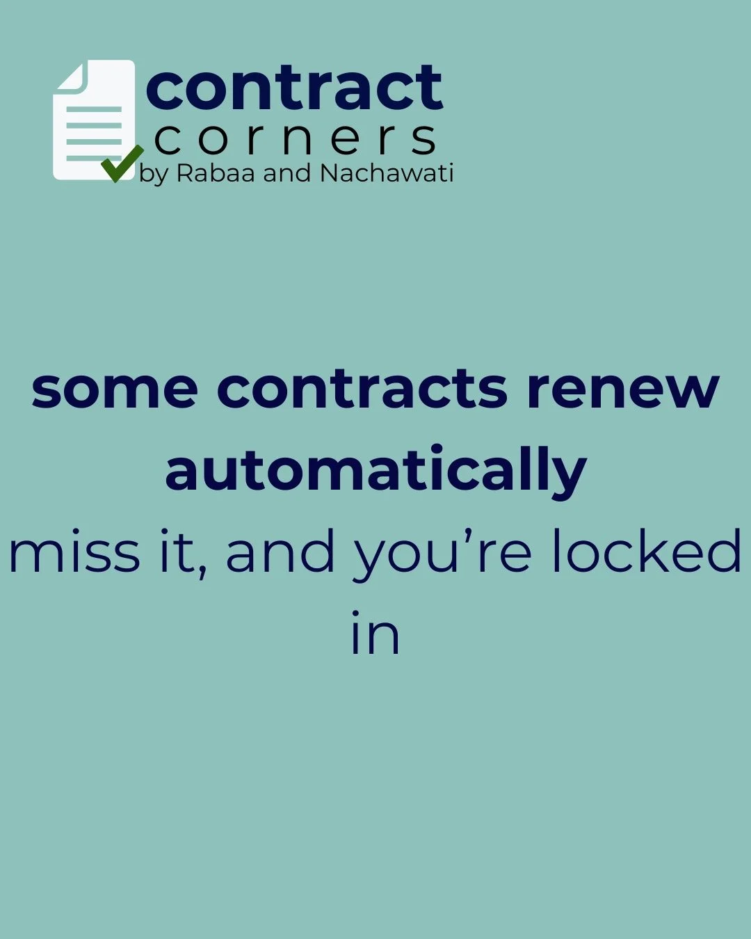 Some contracts don&rsquo;t end when you think they do.

Auto-renewal clauses can extend your agreement automatically if you don&rsquo;t give notice within a specific window. It&rsquo;s easy to assume your contract will simply expire &mdash; but missi