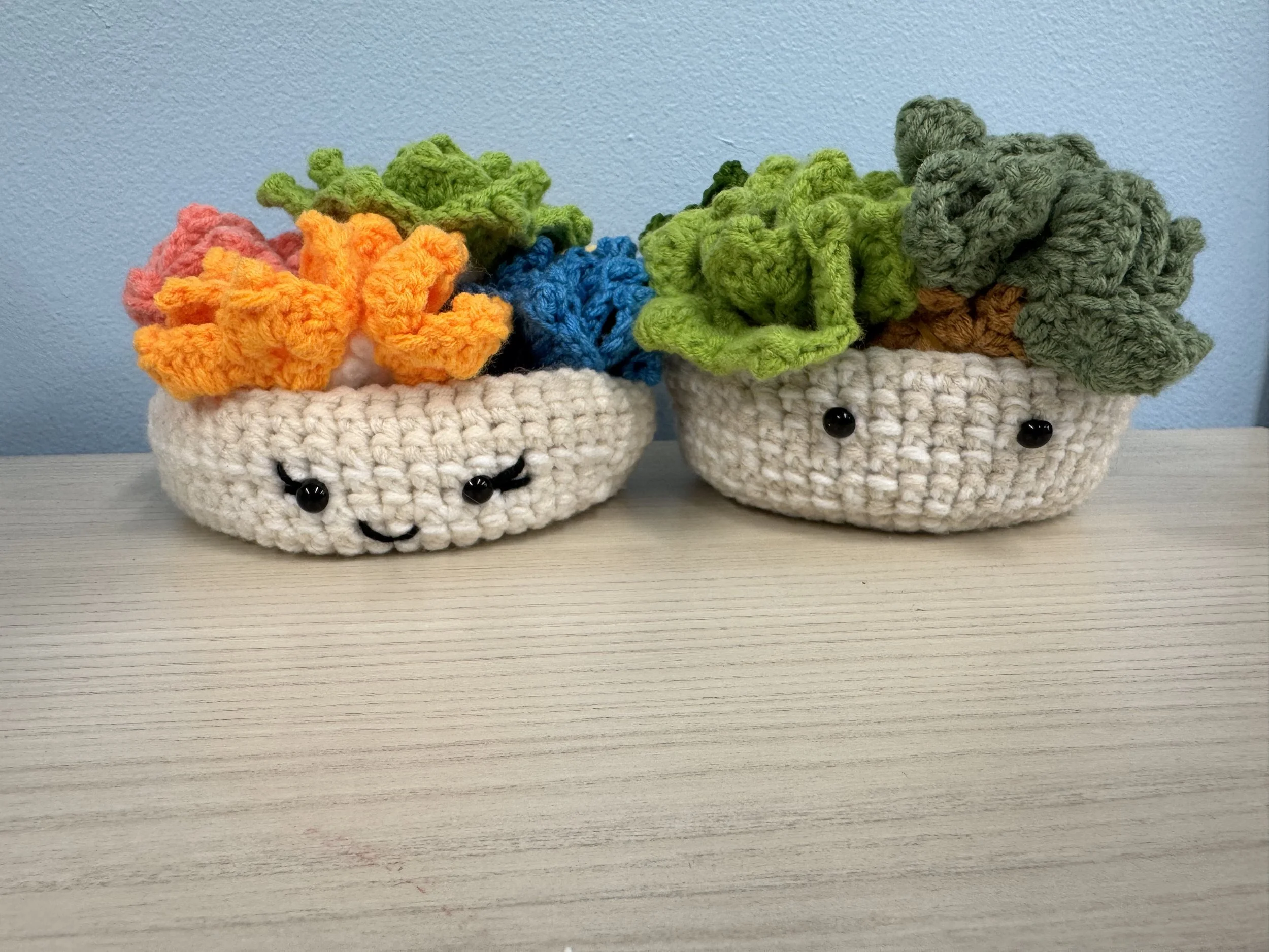 Crocheted coasters with holder for a coworker