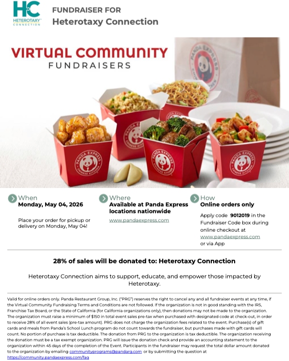 Celebrate Heterotaxy Awareness with Panda Express!