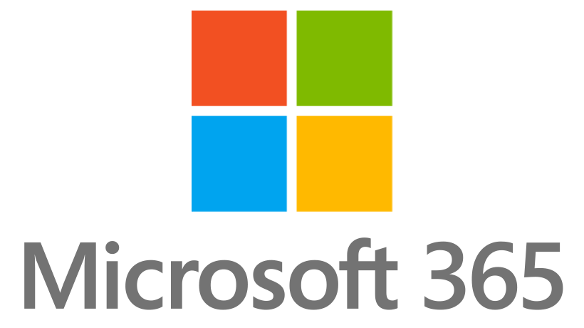 Microsoft 365 logo with four colored squares and the text 'Microsoft 365' below.
