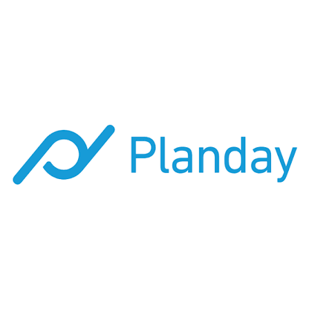 Planday logo in blue with a stylized 'P' icon