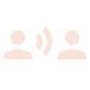 Two stylized icons representing people facing each other.