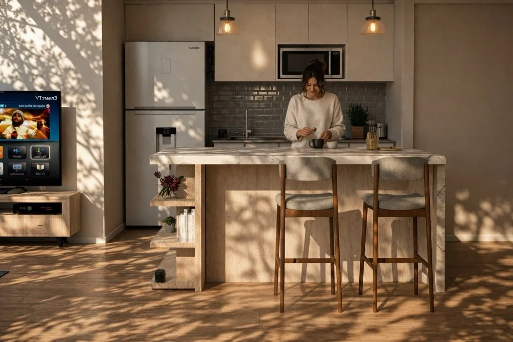 Render y modelado de cocina con isla. #dise&ntilde;o #construccion #modelado