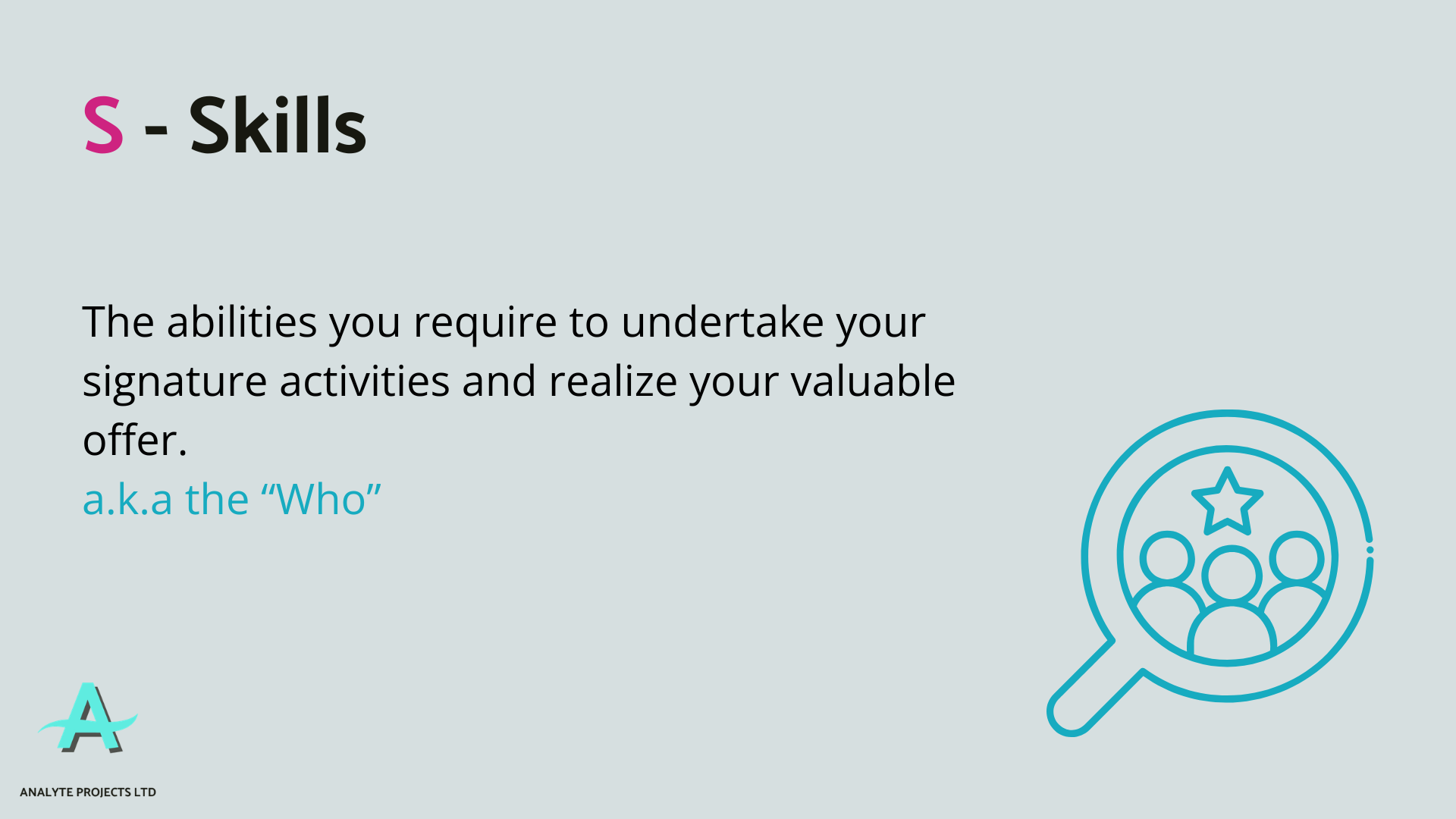 Slide explaining your Skills element