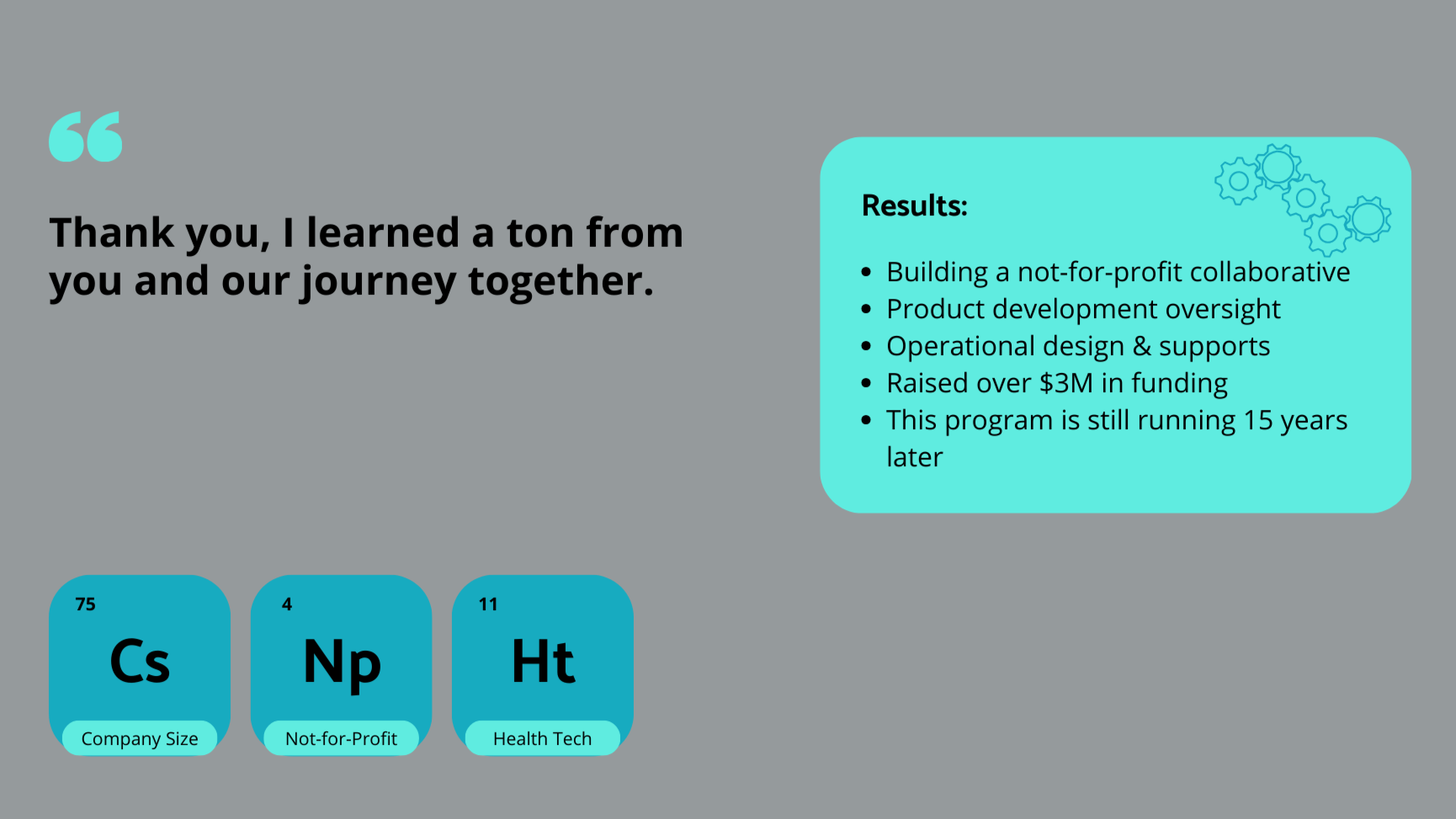 A testimonial from a health-tech non-profit