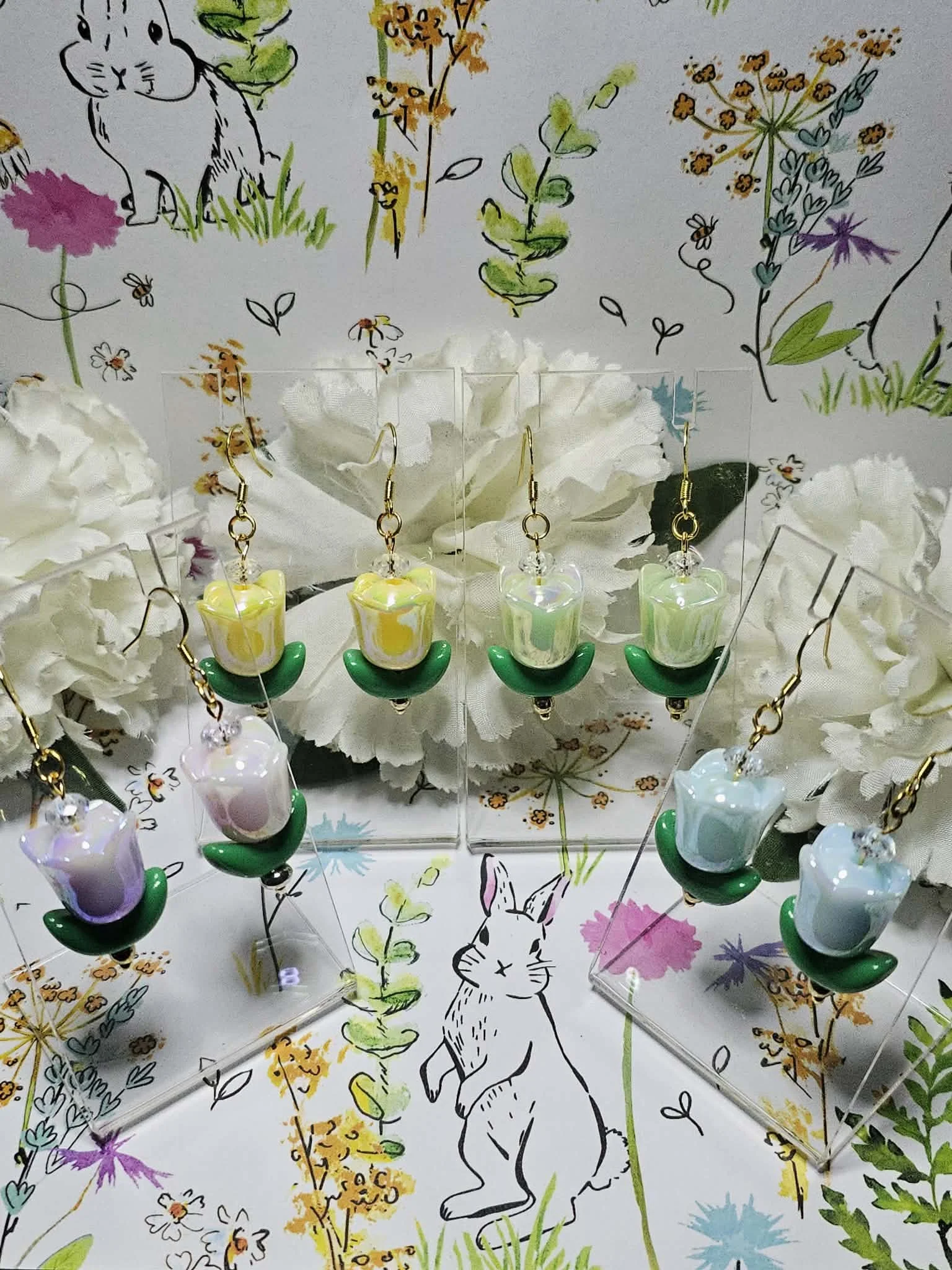 Charmed Tulip Dangle Earrings | Lightweight Floral Earrings in Multiple Colors