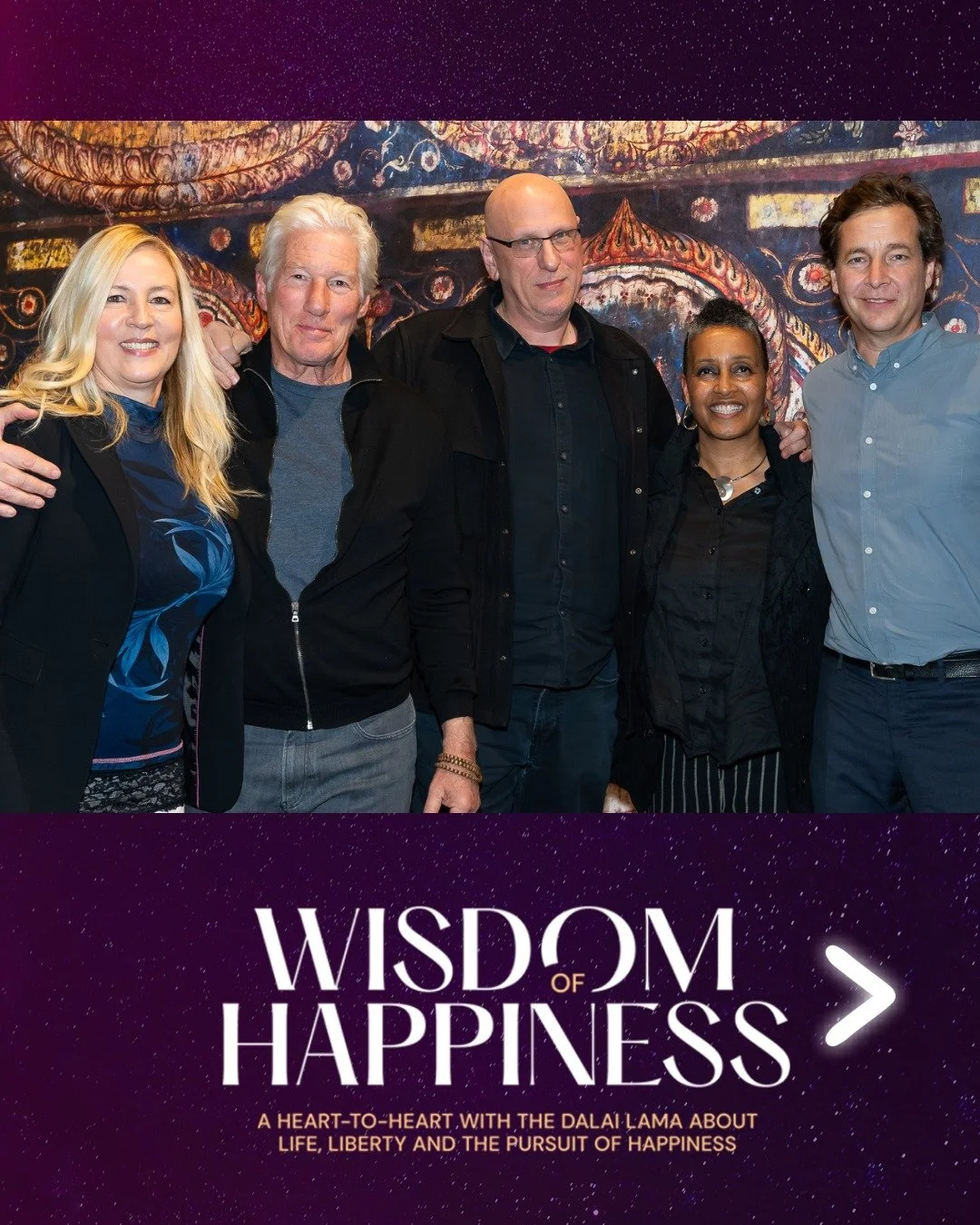 Thank you to @tibethouse.us for hosting a special screening of #WisdomOfHappiness, followed by an unforgettable filmmaker Q&amp;A with Barbara Miller (@barbaramiller_films), Philip Delaquis (@philip_delaquis), Richard Gere (@richardgere), and Oren Mo