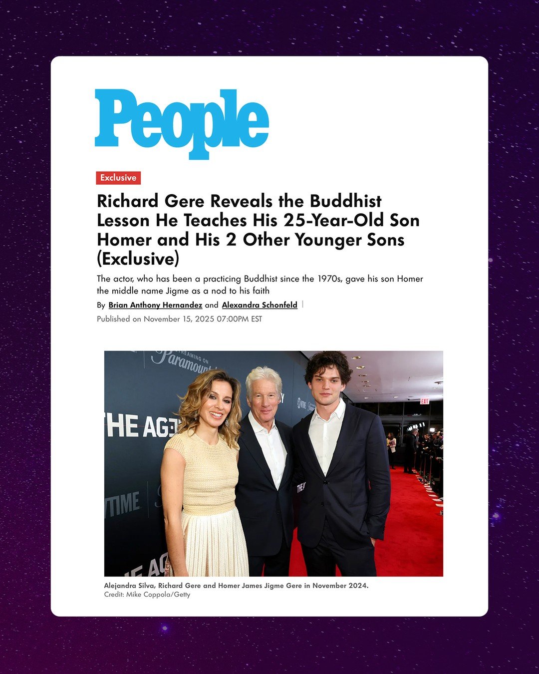 In a new interview with People, Executive Producer @richardgere reflects on the lesson he hopes to pass on to his children &mdash; one rooted in the same compassion at the heart of WISDOM OF HAPPINESS.

&ldquo;We&rsquo;re feeling beings, and we&rsquo