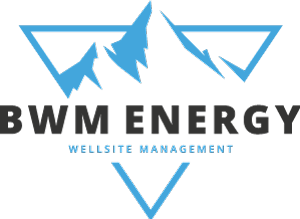 Logo of BWM Energy with a mountain graphic and the text 'BWM Energy Well Site Management'