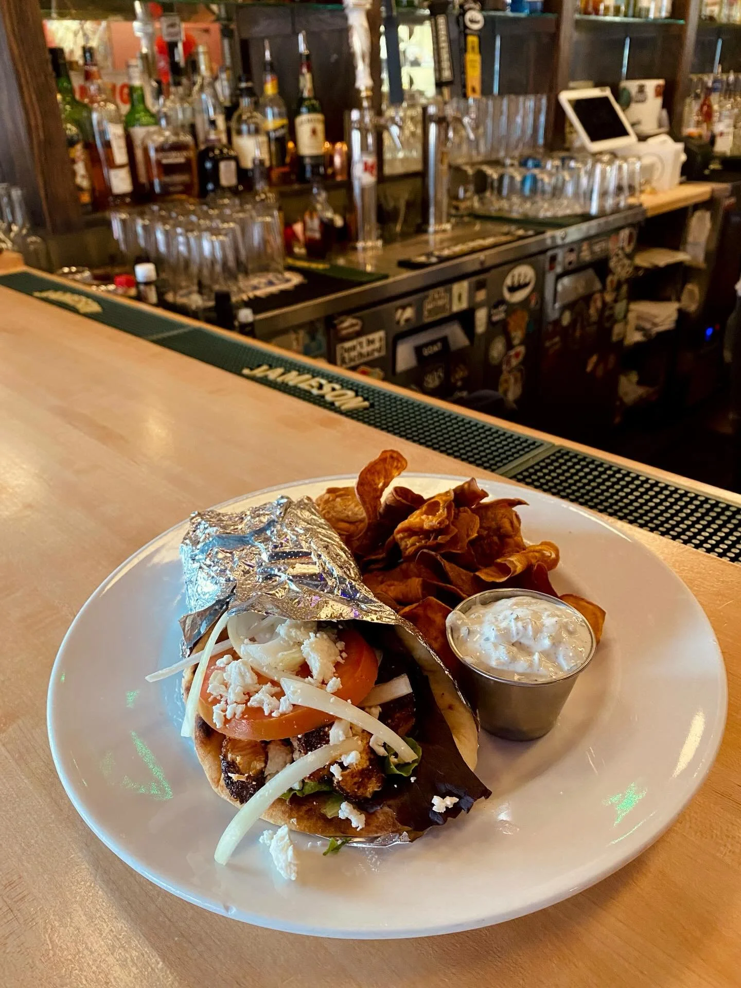 happy new year&rsquo;s eve! we are open &amp; ready to celebrate with you! 🥂 
-
today&rsquo;s lunch special: a delicious, fresh blackened chicken gyro served with house-made sweet potato chips
-
KITCHEN OPEN UNTIL 10PM
BAR OPEN UNTIL 1AM
CLOSED TOMO