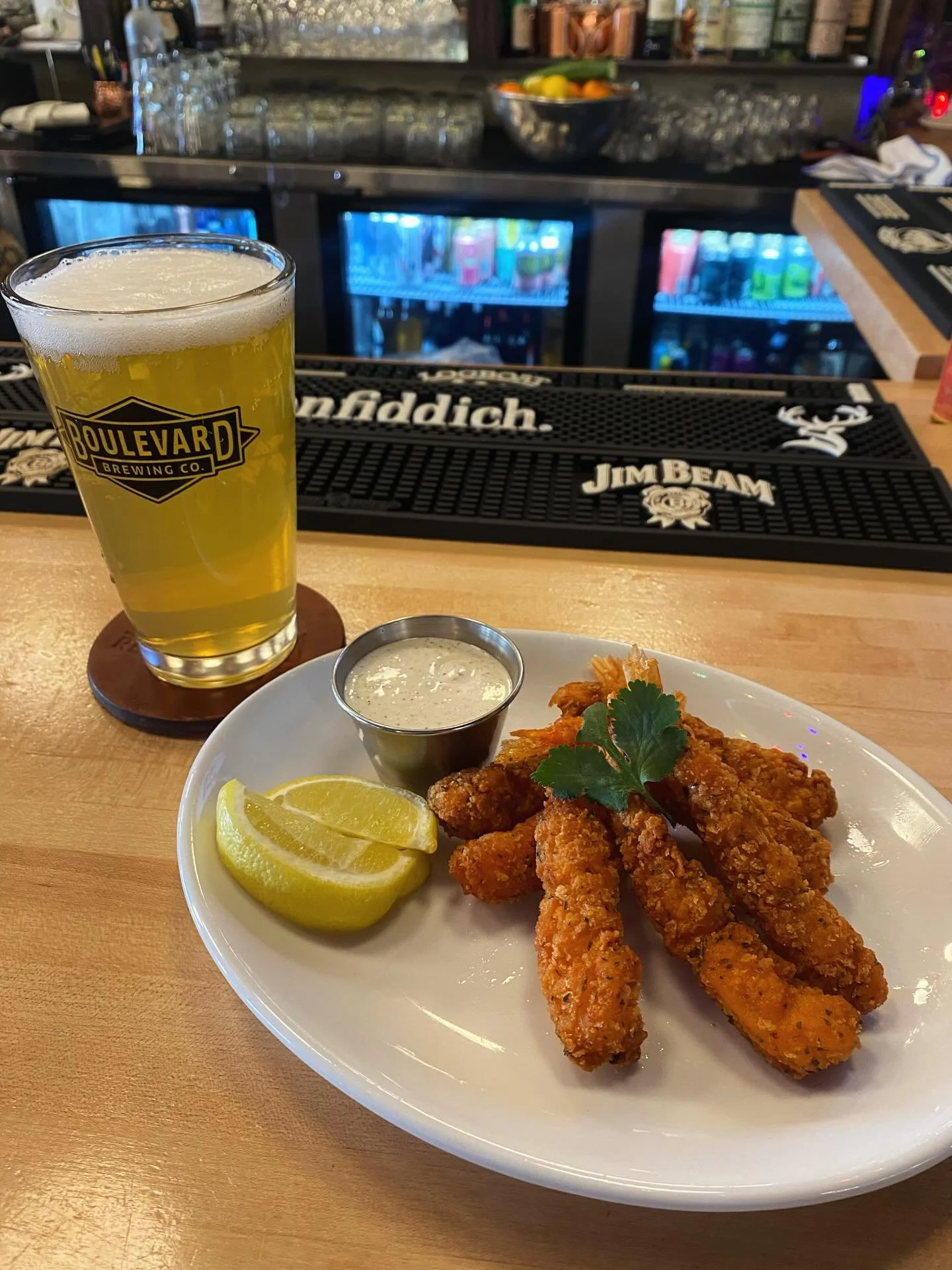 whoa, this gorgeous weather has us beaming like the sun! in honor of this beautiful weekend, we have TWO beautiful specials for you! for an appetizer (and pictured), we present crispy fried jalape&ntilde;o shrimp, a perfect crunch with a kick! and fo