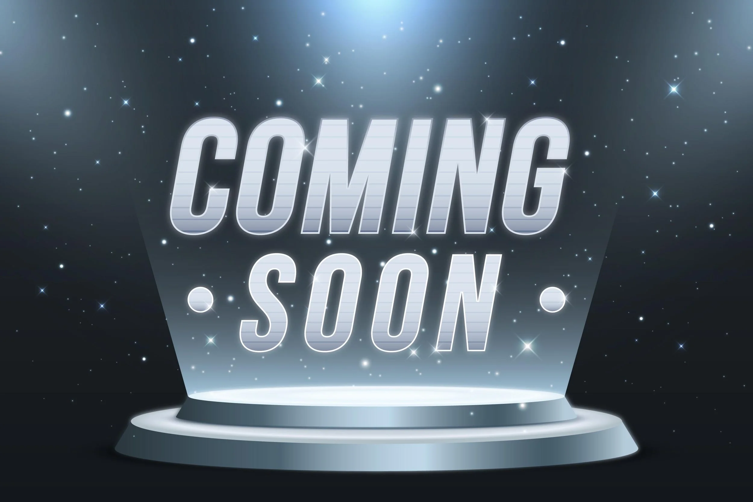 Digital display with words 'COMING SOON' in glowing white letters with a background of stars, set on a circular stage. Discovery That Delivers — frameworks for uncovering customer needs, creating value, and driving meaningful conversations in sales.