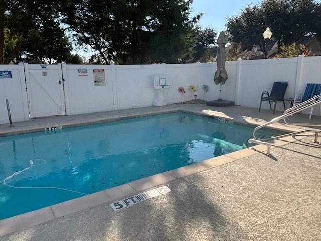 Side view of pool area