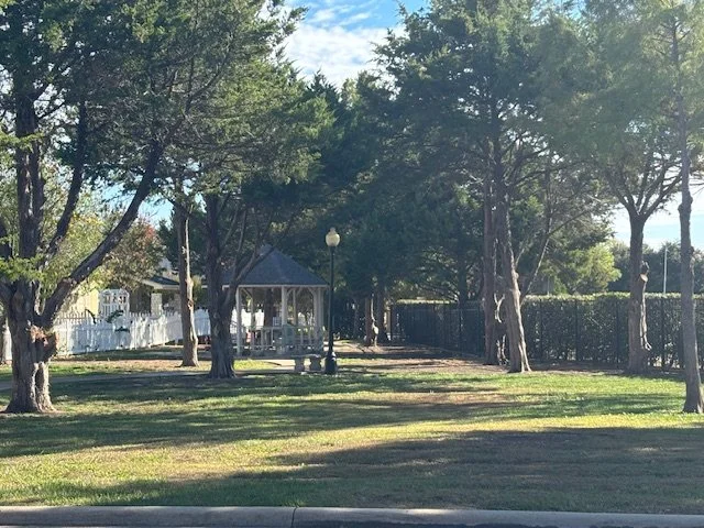 Walking path with gazebo