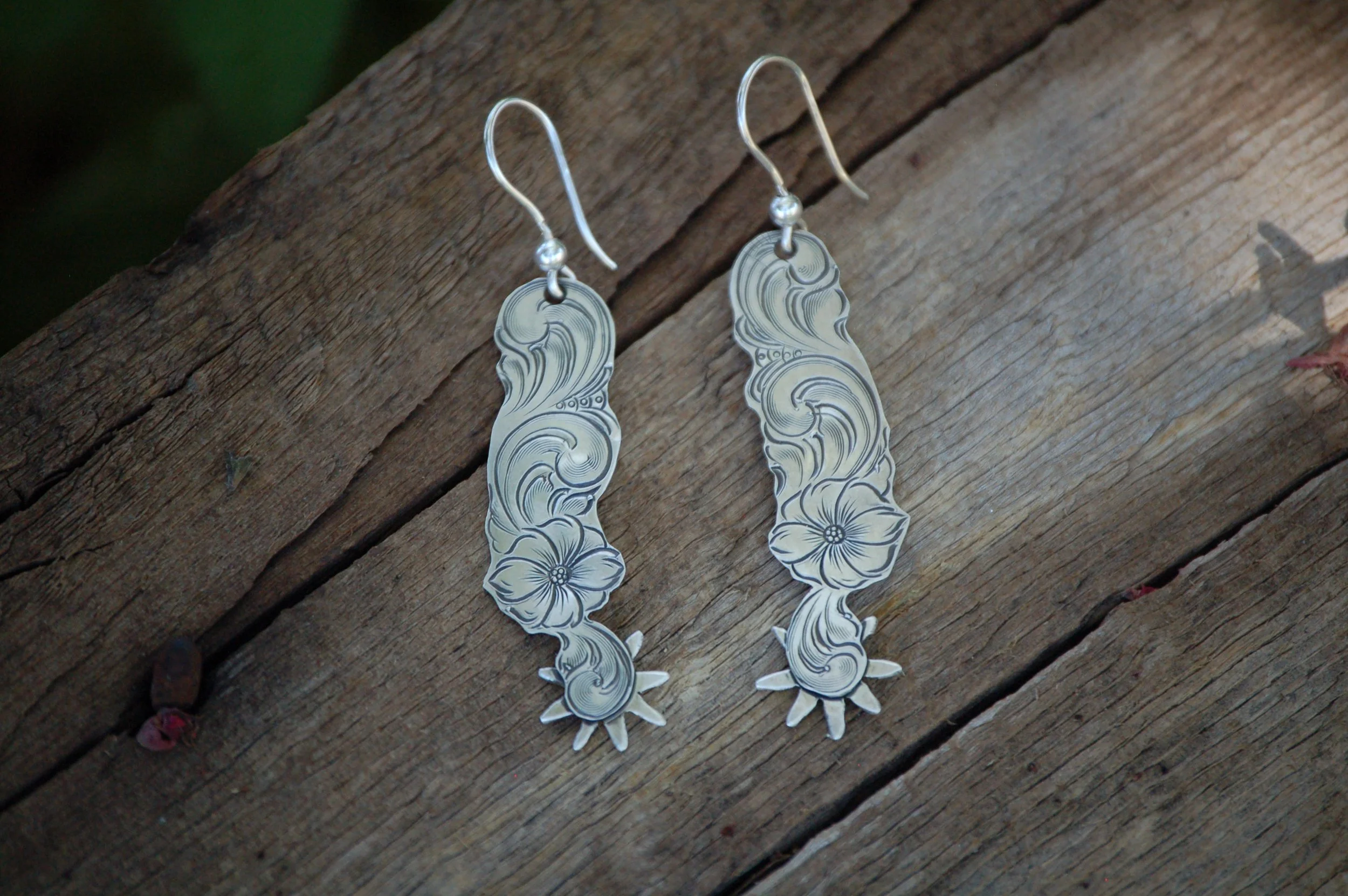 Engraved Spur Earrings