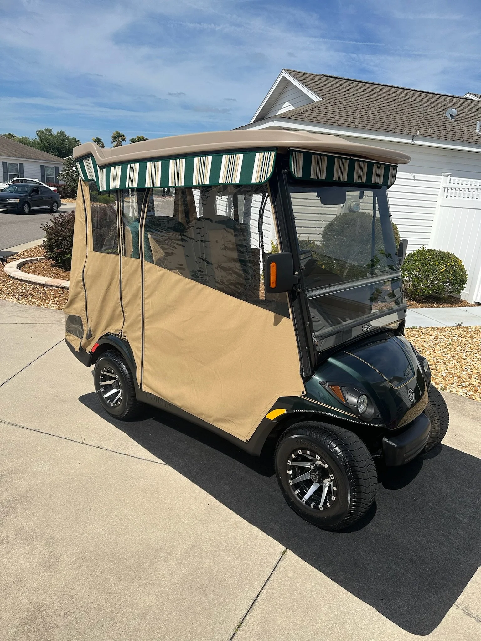 golf cart cleaning with rain curtains 