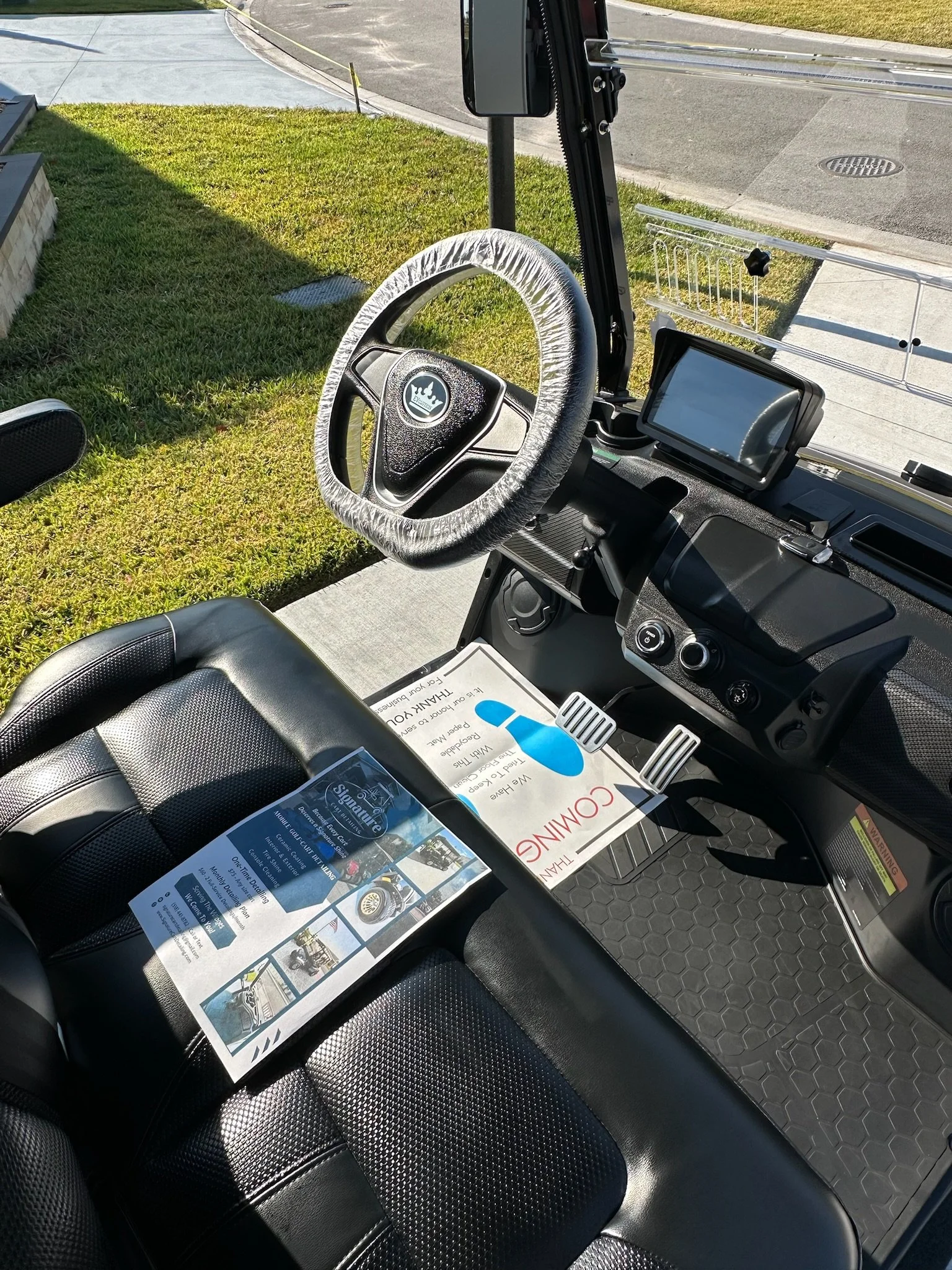 clean golf cart console 