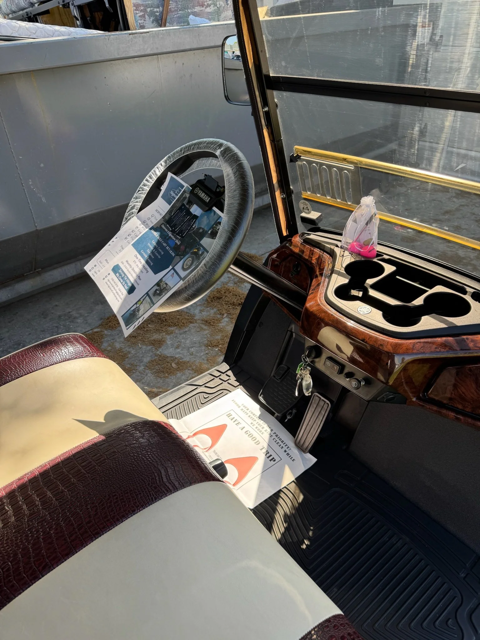 clean golf cart console