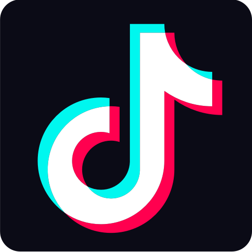 The TikTok logo with white, pink, and blue coloring on a black background.