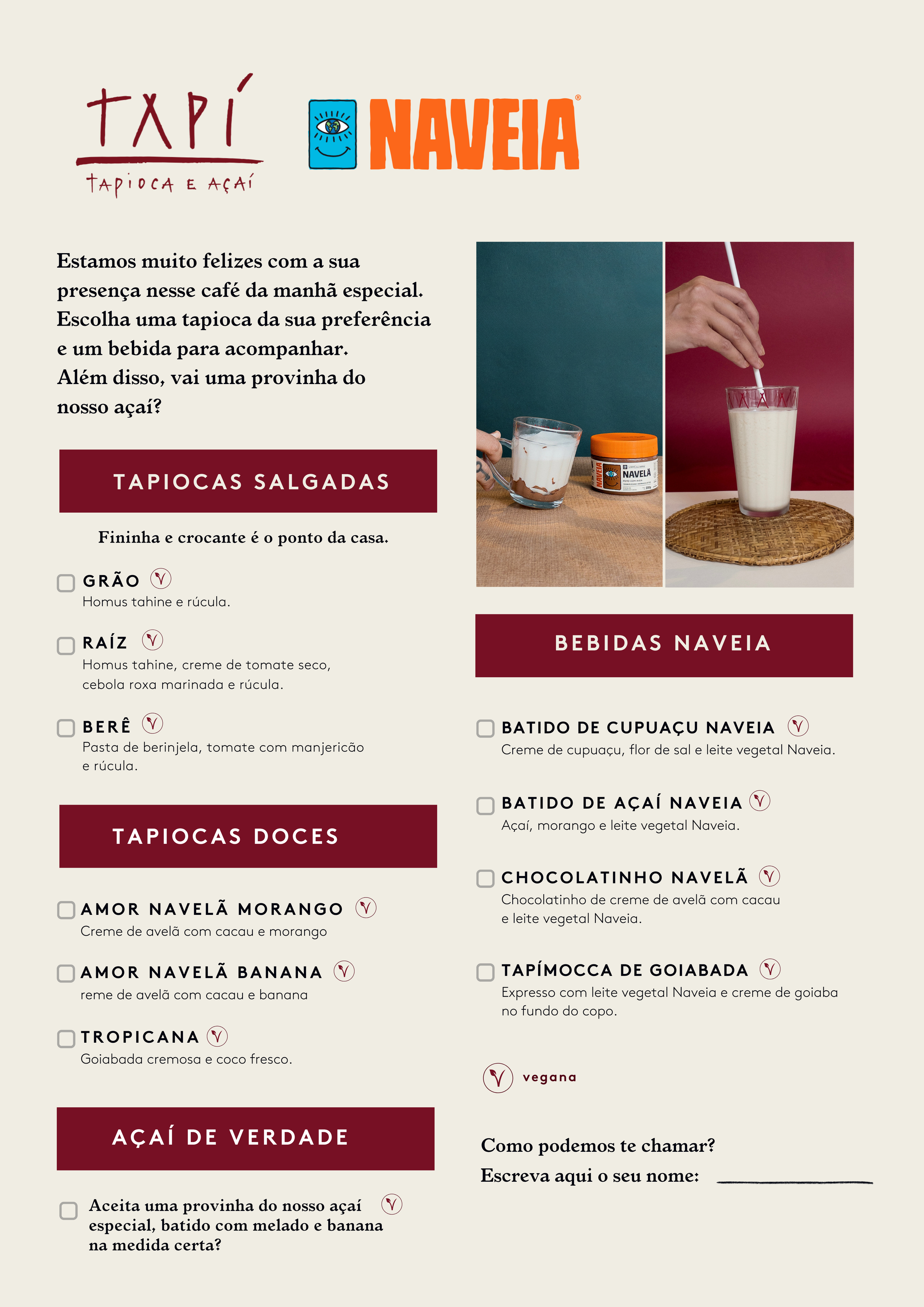 NAVEIA | CAFÉ COM CREATORS E DESENVOLVIMENTO DE MENU VEGANO