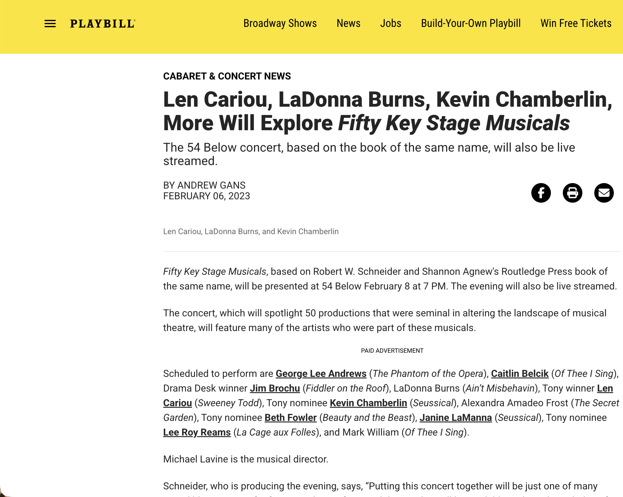 Playbill: Fifty Key Stage Musicals