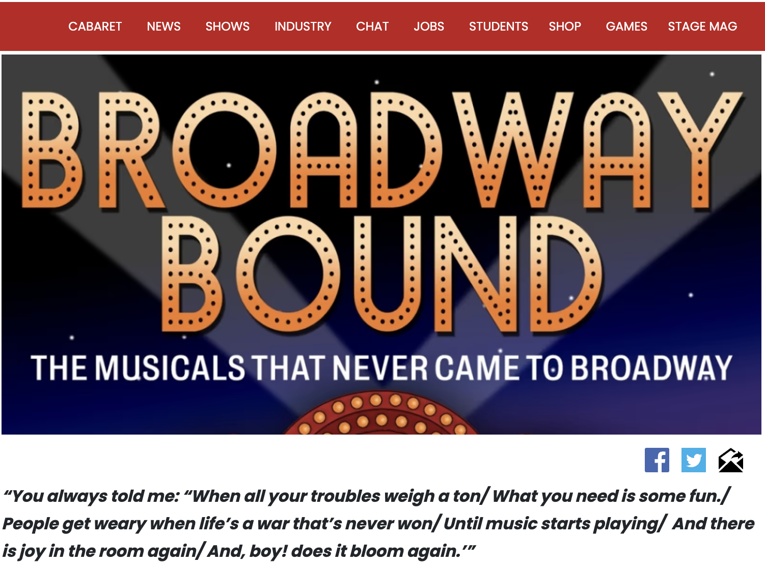Broadway Bound: Musicals That Never Came to Broadway