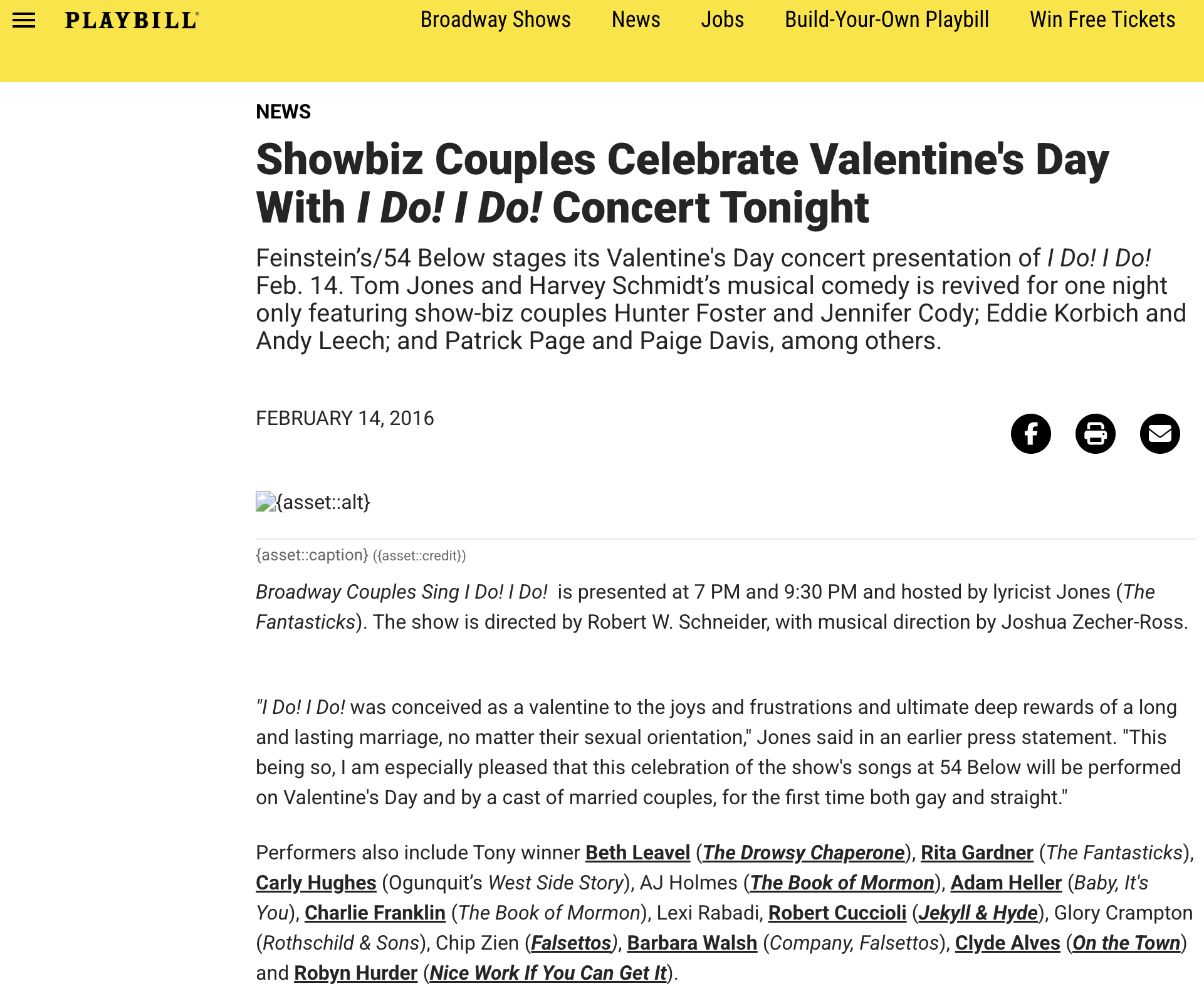 Playbill: I Do! I Do! - In Concert