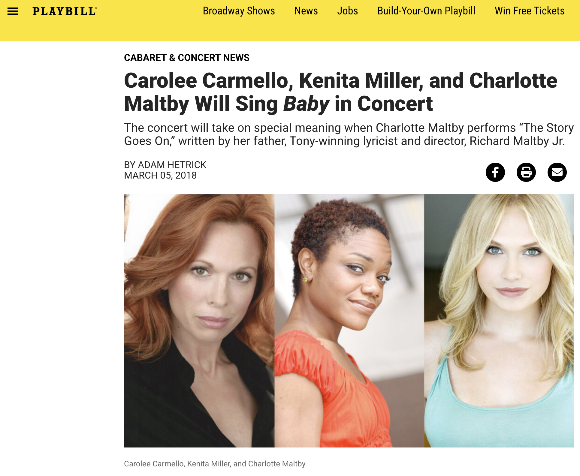 Playbill: Baby in Concert