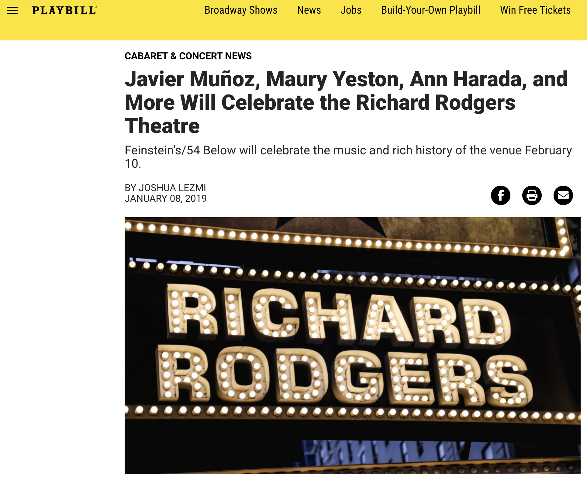 Playbill: Richard Rodgers Theatre Celebration