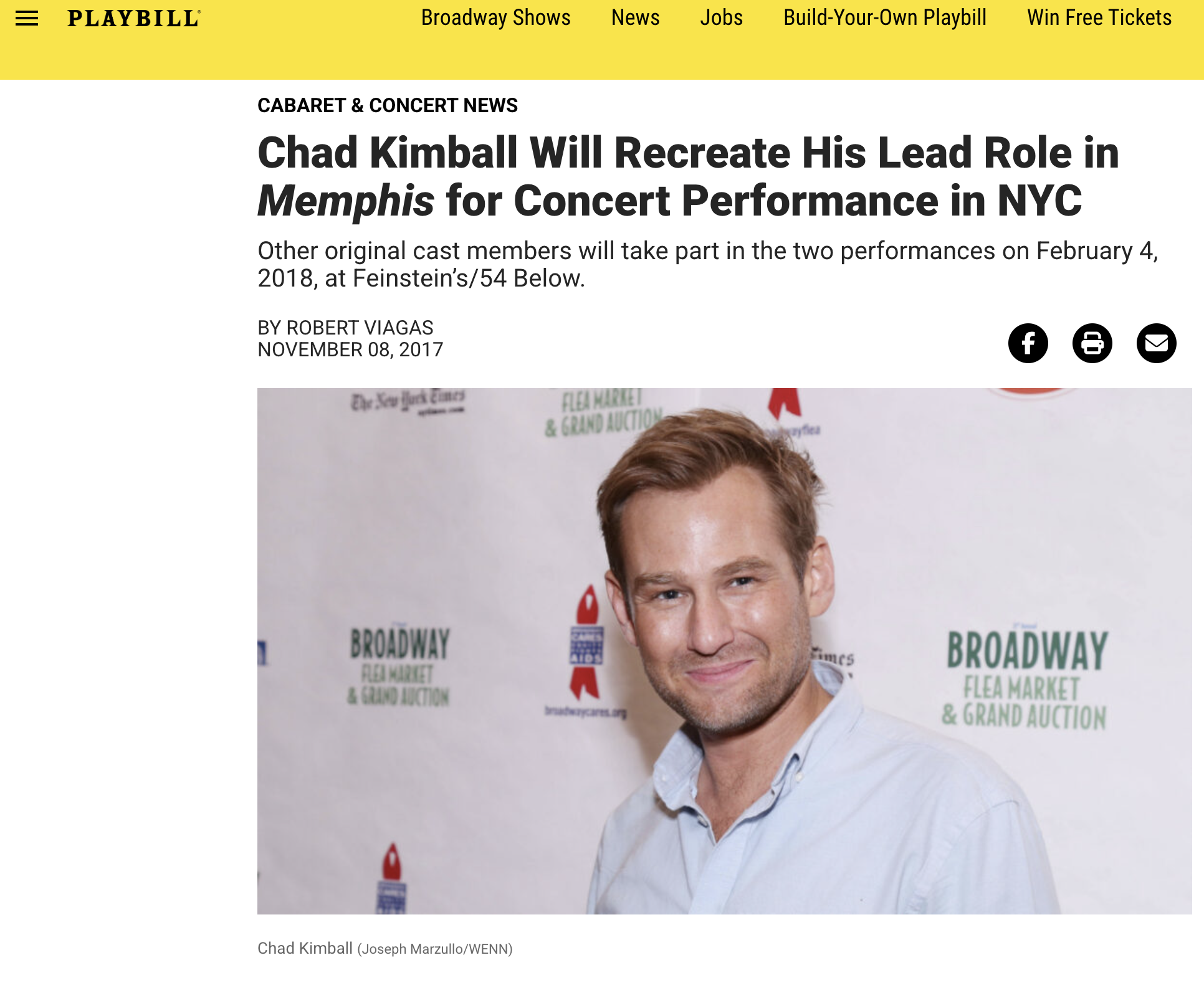 Playbill: Chad Kimball - Memphis Concert