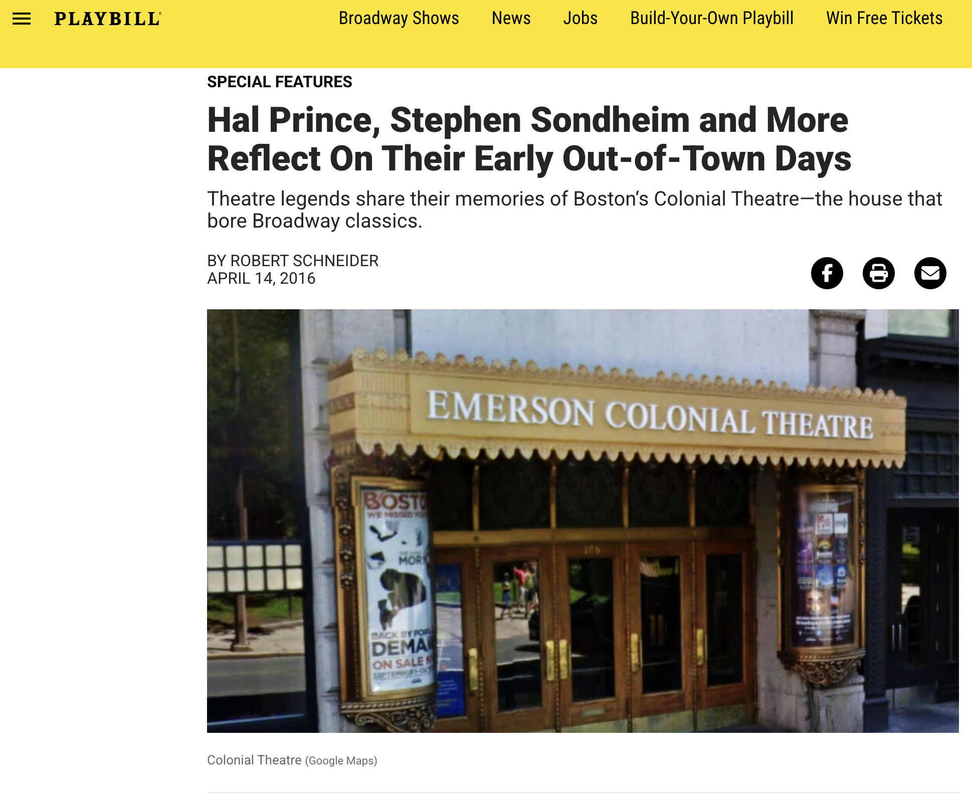 Playbill: Prince, Sondheim Reflect on OOT Days