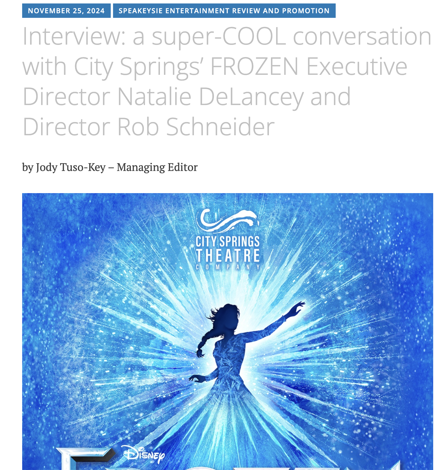 Speakeysie: City Springs Production of Frozen