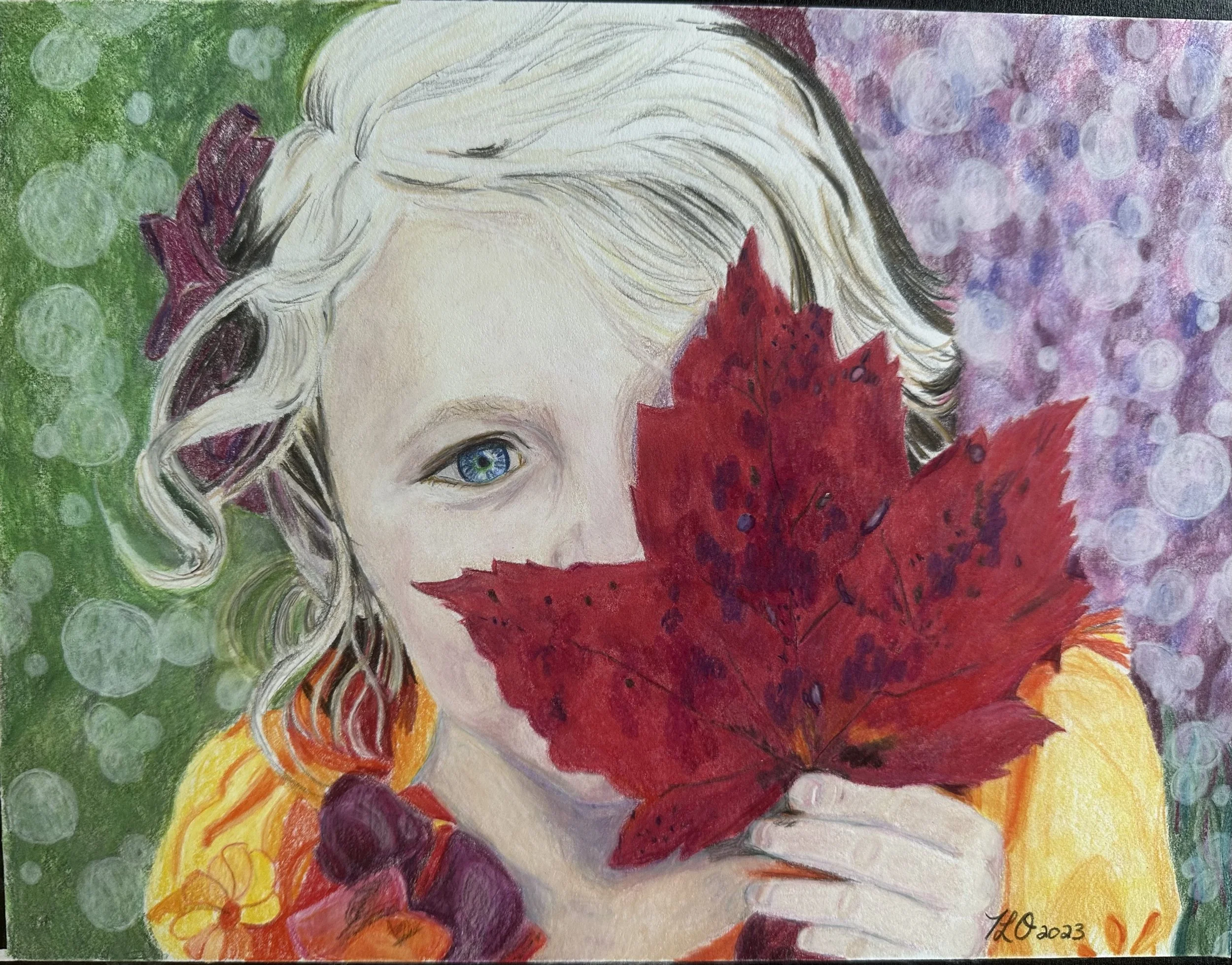 "Fall Leaves"  - Colored pencil on paper