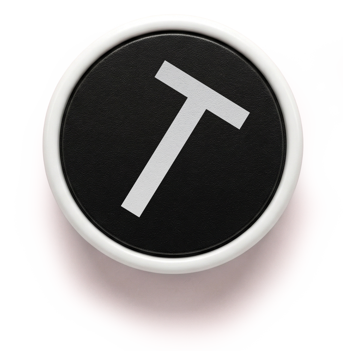 Logo typewriter key with letter T.
