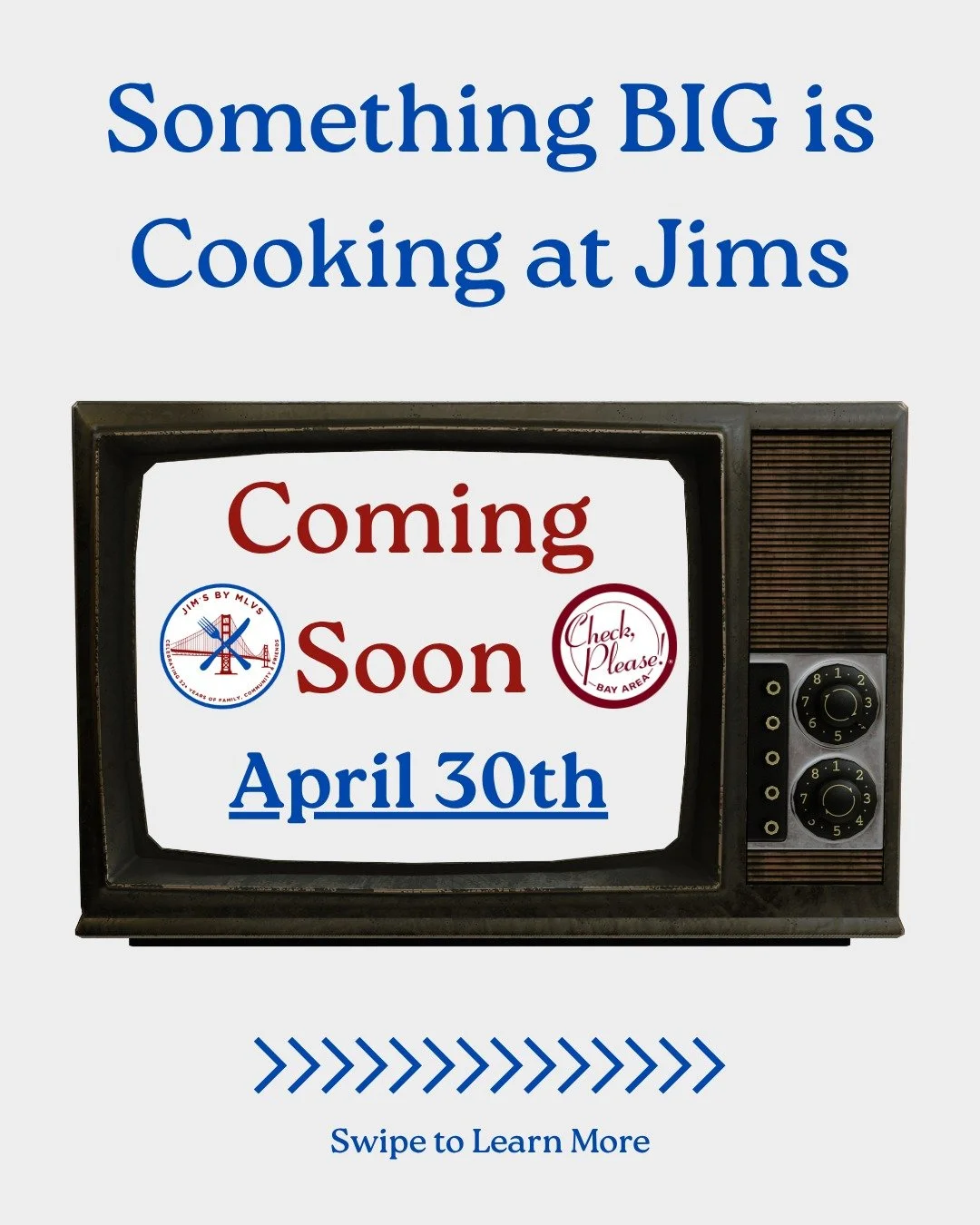 Something BIG is cooking at Jim's &mdash; and we can't wait to share it with YOU. 🍽️❤️

Jim's By MLVS is officially featured on Check, Please! Bay Area on KQED &mdash; and we're celebrating the way we know best: together, as a community.
Join us for