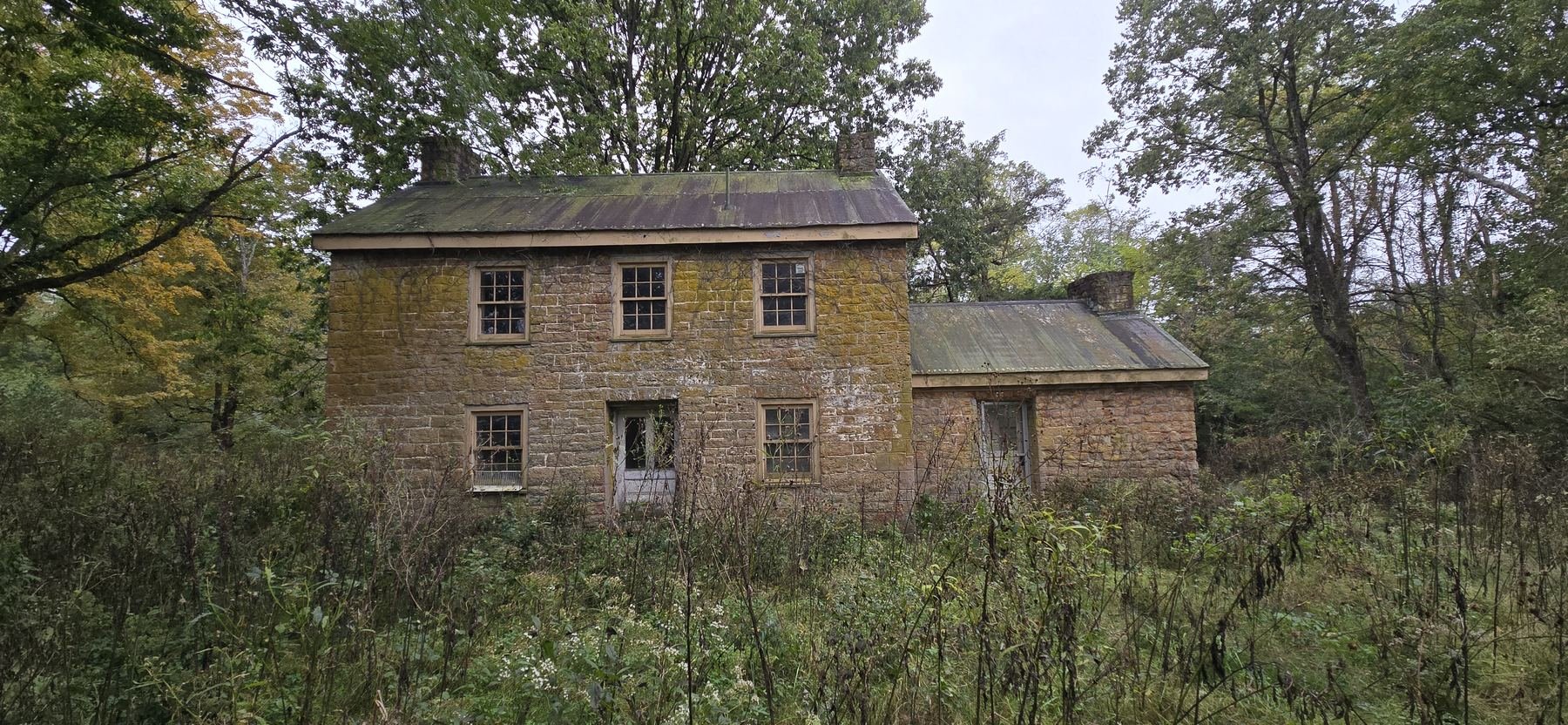  The house in its setting, in the woods. 