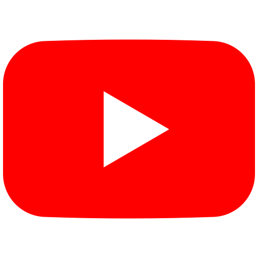 Red and white play button icon, representing the YouTube logo.
