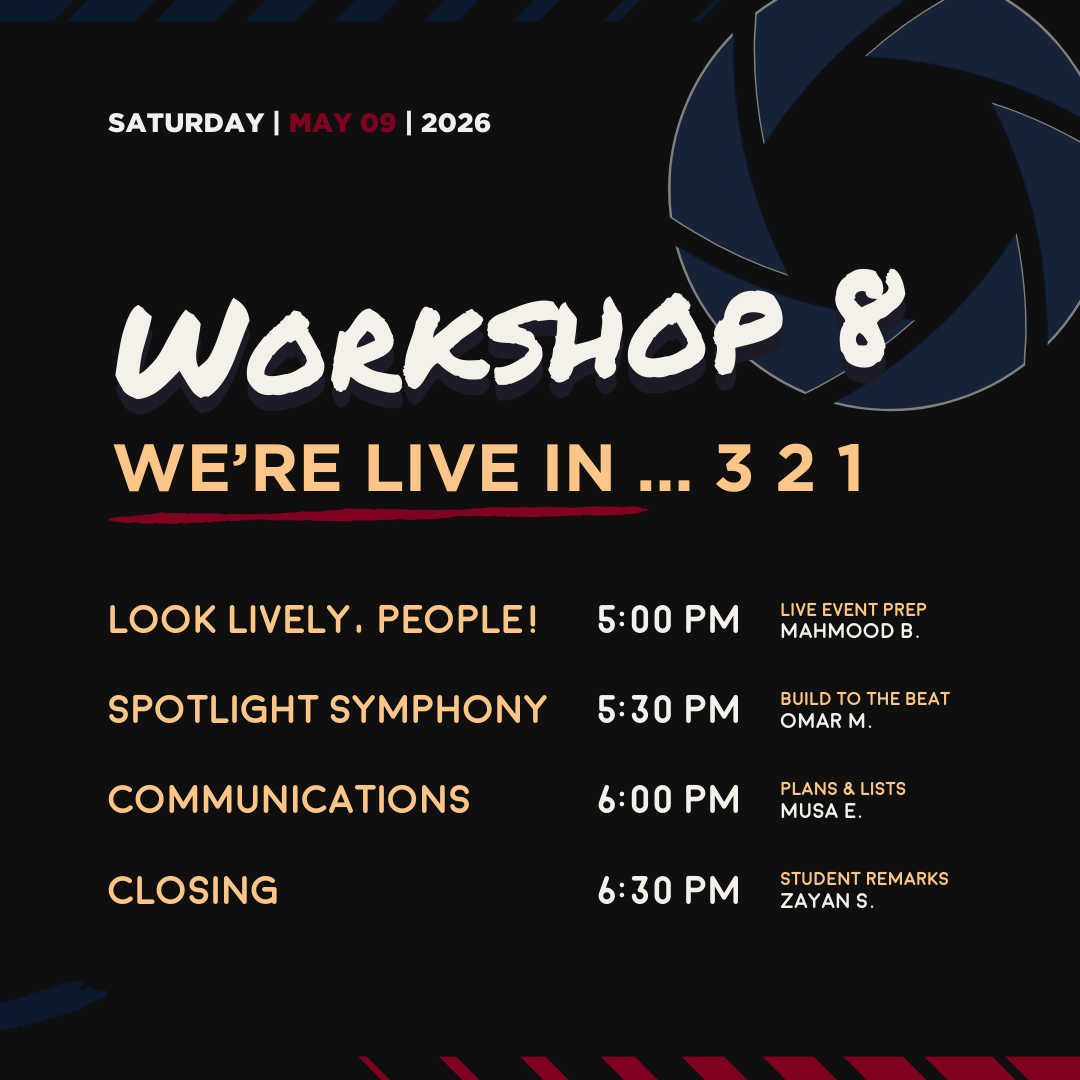 Workshop #8: We’re Live In … 3 2 1