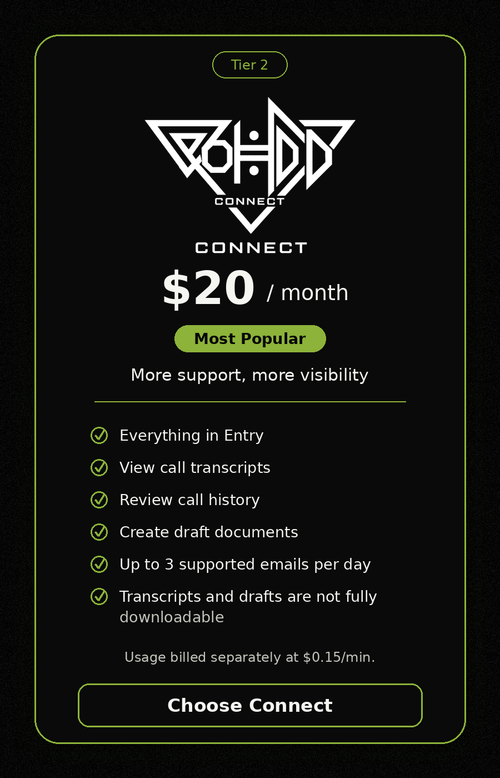 QOHDD Connect subscription tier