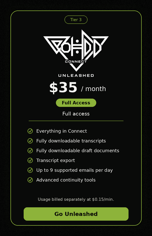 QOHDD Connect Unleashed subscription tier