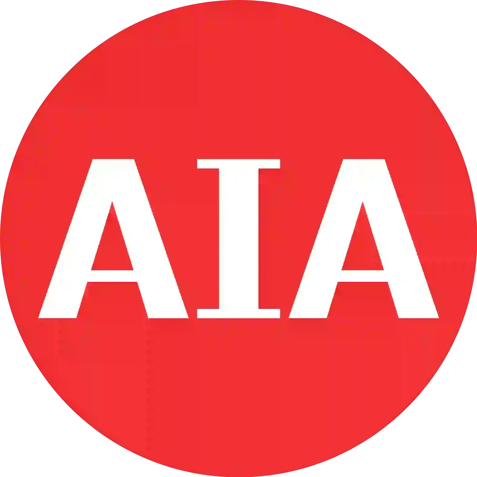 Red circular button with white text reading 'AIA' in capital letters.