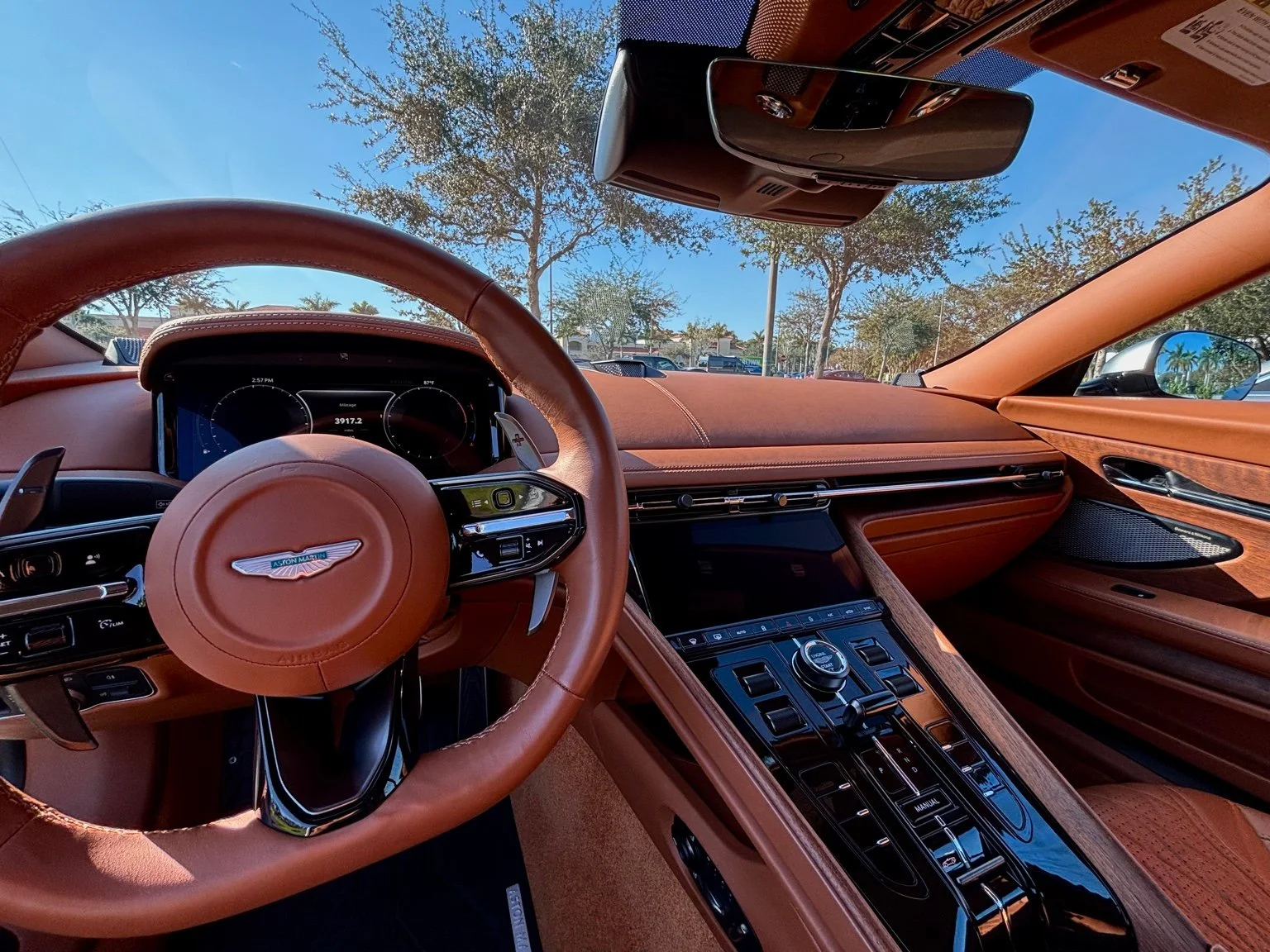 Aston Martin luxury interior after interior car detailing service in North Naples FL