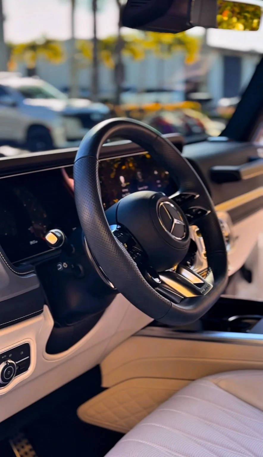 At-home interior auto detailing in Naples FL providing deep cleaning and conditioning of luxury SUV interior.