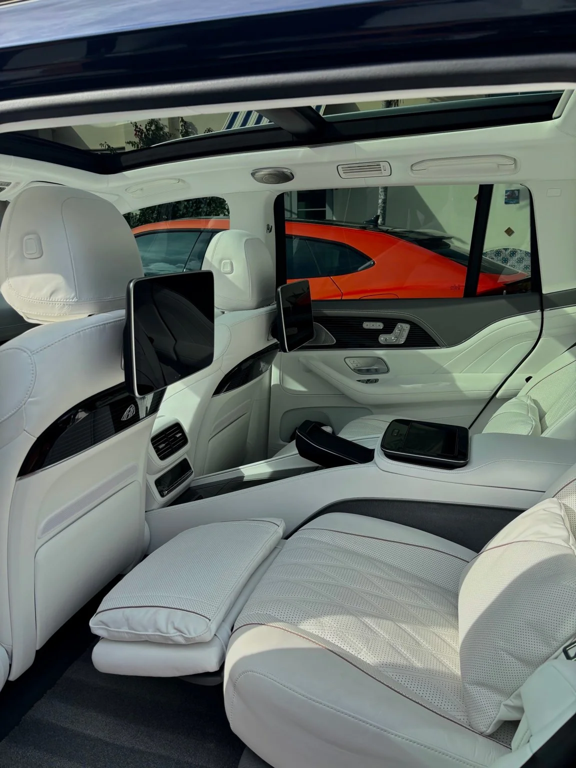 Mercedes-Maybach rear cabin after premium interior car detailing service in Naples FL