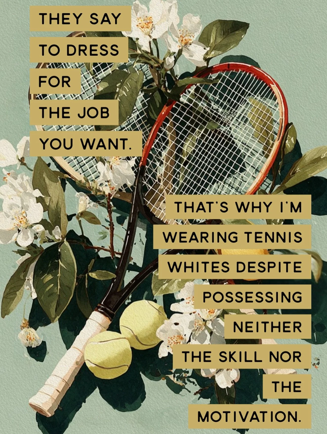 They say to dress for the job you want.

Unfortunately, the job I appear to want is &ldquo;woman who spends summers discussing Wimbledon from a shaded terrace.&rdquo;

The tennis itself remains largely theoretical. 🎾
.
.
.
.
#tennisaesthetic #summer