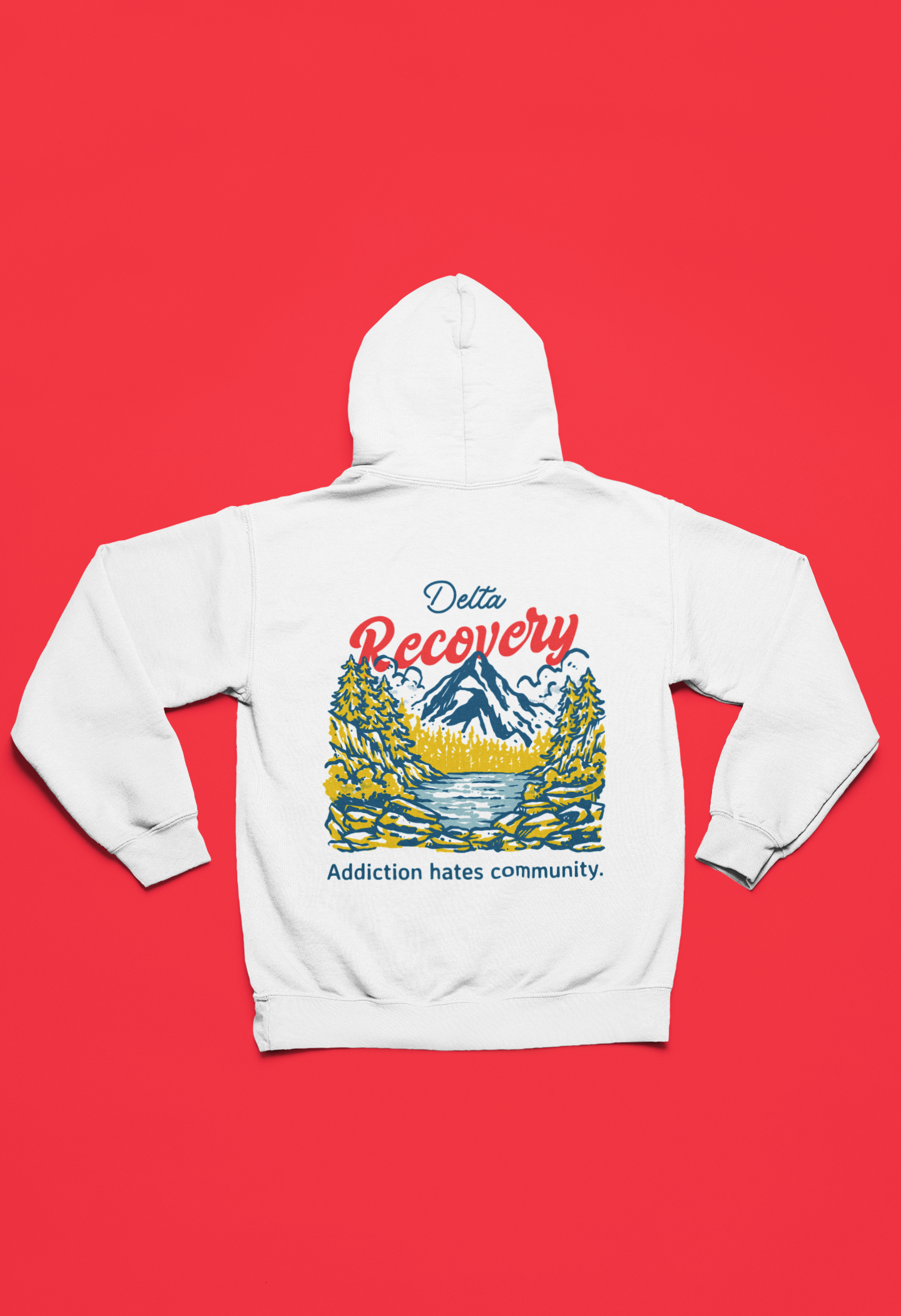Hoodie with mountains and pocket logo