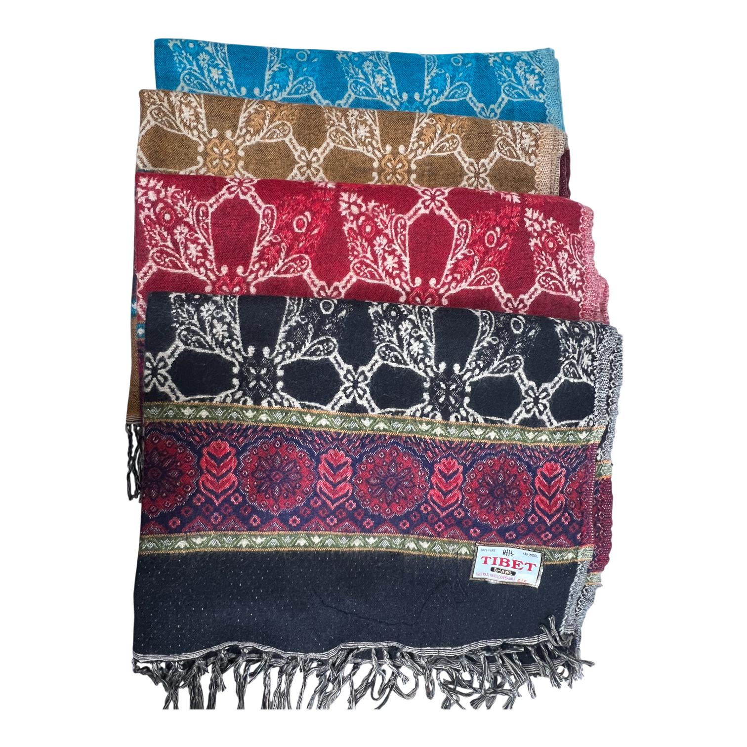 Authentic "Made in Tibet" Reversible Shawls - Himalayan Comfort & Diverse Patterns