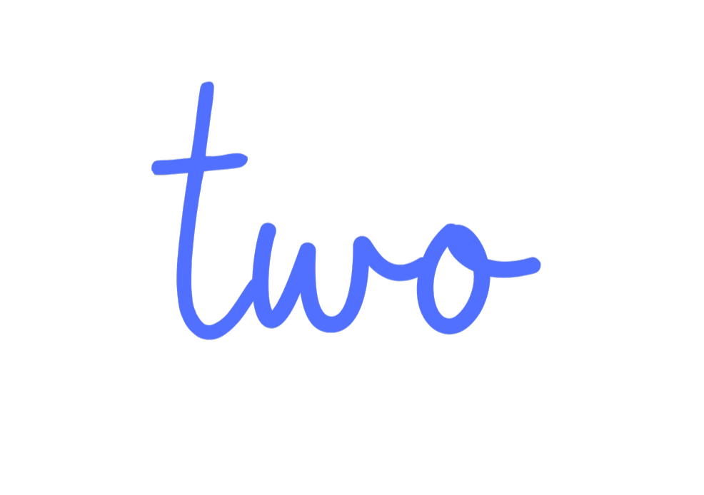 Number two written in blue cursive font on a black background.