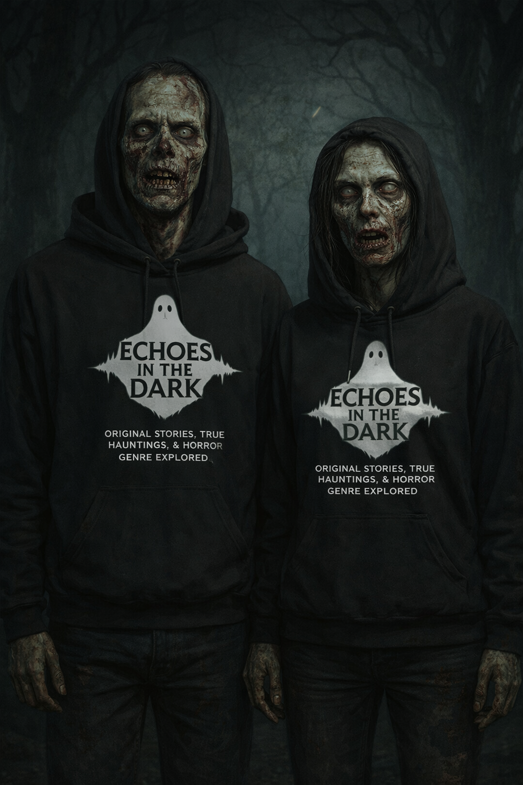 Echoes in the Dark White Logo Unisex Hoodie